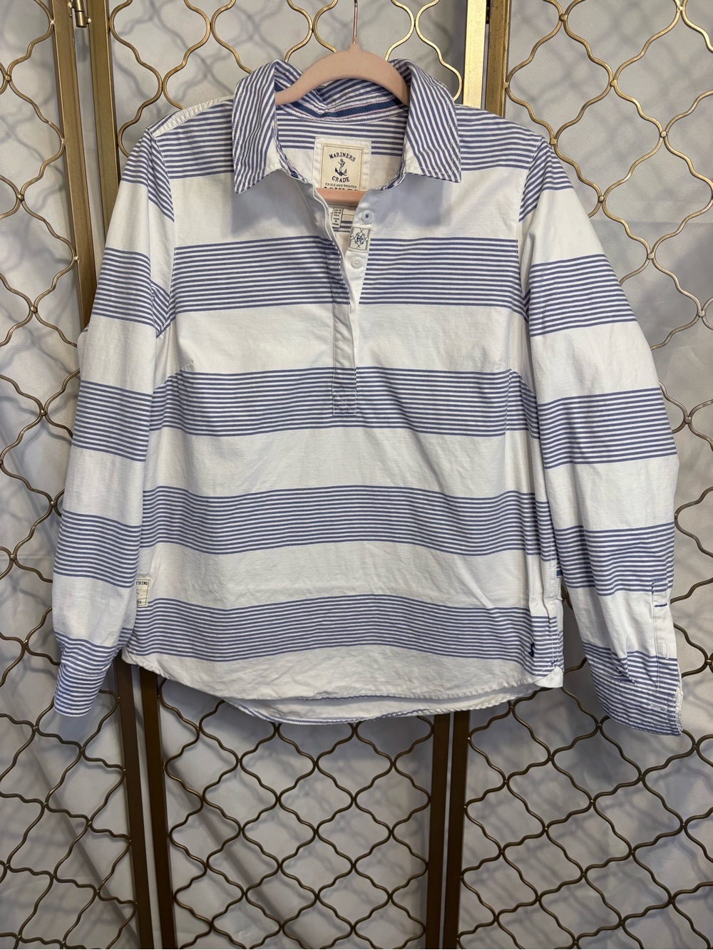 Joules Mariners Grade Blue and White Striped  Shirt in size 10
